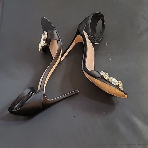 STEVE MADDEN SATIN OPEN TOE STILETTOS ADJUSTABLE BUCKLE ANKLE STRAP SANDAL R3 - Picture 12 of 16